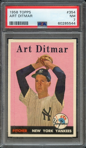 1958 TOPPS 354 ART DITMAR PSA NM 7