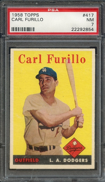 1958 TOPPS 417 CARL FURILLO PSA NM 7