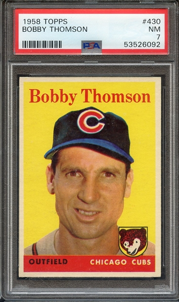 1958 TOPPS 430 BOBBY THOMSON PSA NM 7