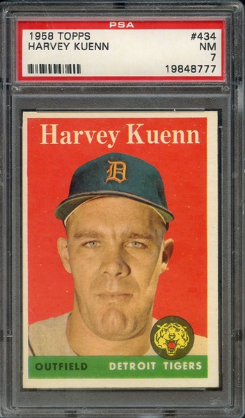 1958 TOPPS 434 HARVEY KUENN PSA NM 7