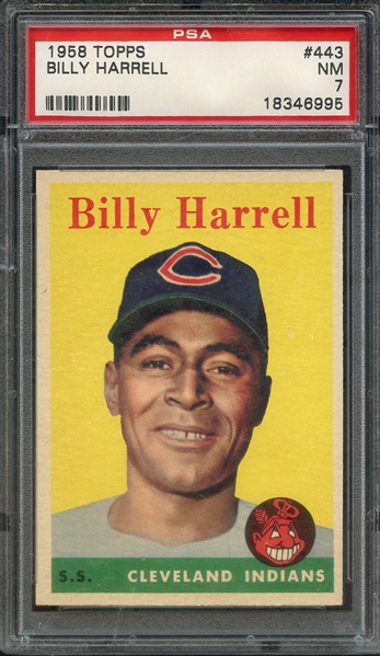 1958 TOPPS 443 BILLY HARRELL PSA NM 7