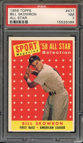 1958 TOPPS 477 BILL SKOWRON ALL STAR PSA NM 7