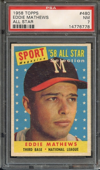 1958 TOPPS 480 EDDIE MATHEWS ALL STAR PSA NM 7