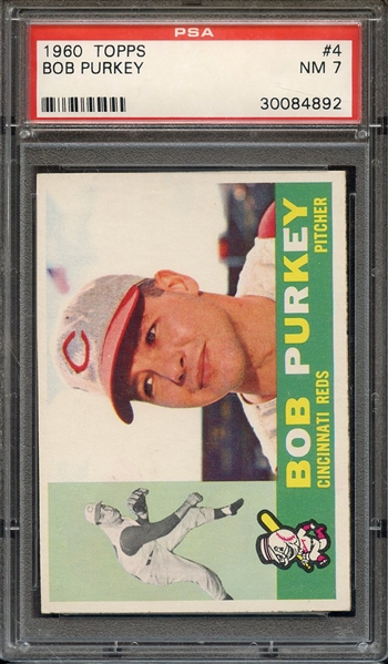 1960 TOPPS 4 BOB PURKEY PSA NM 7