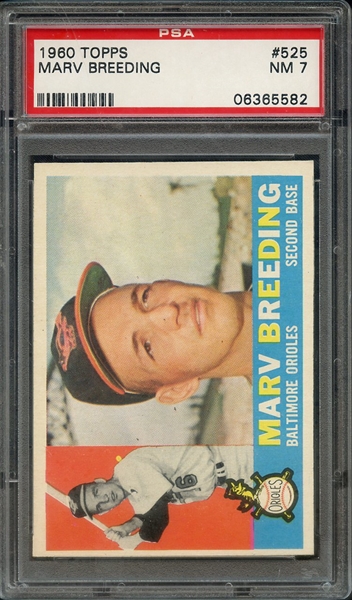 1960 TOPPS 525 MARV BREEDING PSA NM 7