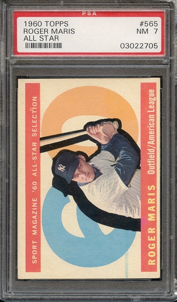 1960 TOPPS 565 ROGER MARIS ALL STAR PSA NM 7