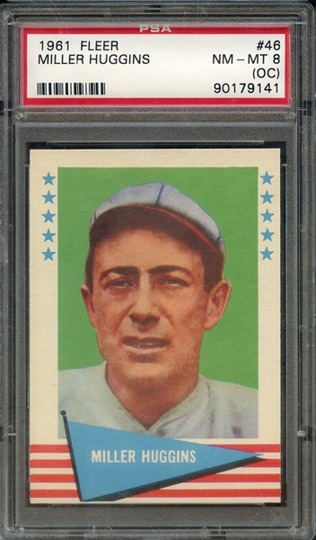 1961 FLEER 46 MILLER HUGGINS PSA NM-MT 8 (OC)