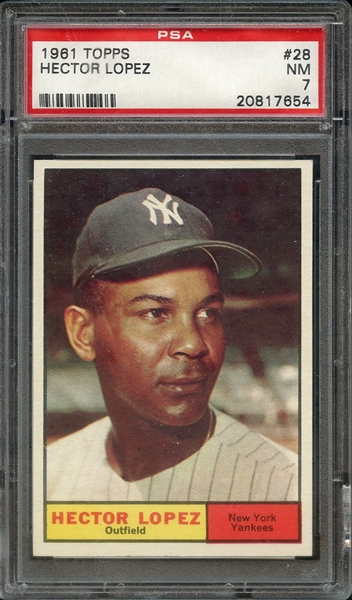 1961 TOPPS 28 HECTOR LOPEZ PSA NM 7