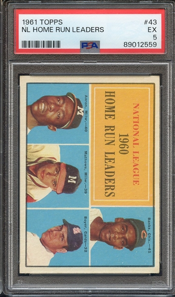 1961 TOPPS 43 NL HOME RUN LEADERS PSA EX 5