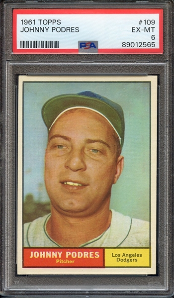 1961 TOPPS 109 JOHNNY PODRES PSA EX-MT 6