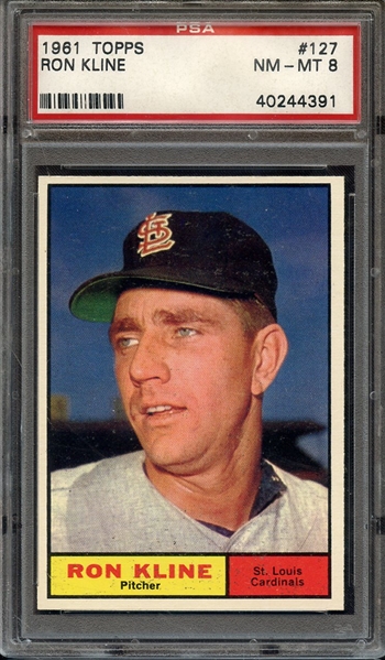 1961 TOPPS 127 RON KLINE PSA NM-MT 8