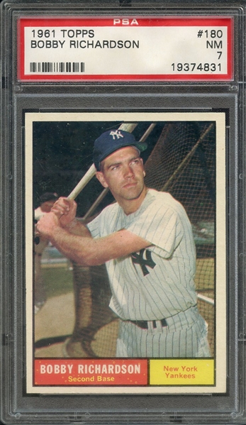 1961 TOPPS 180 BOBBY RICHARDSON PSA NM 7