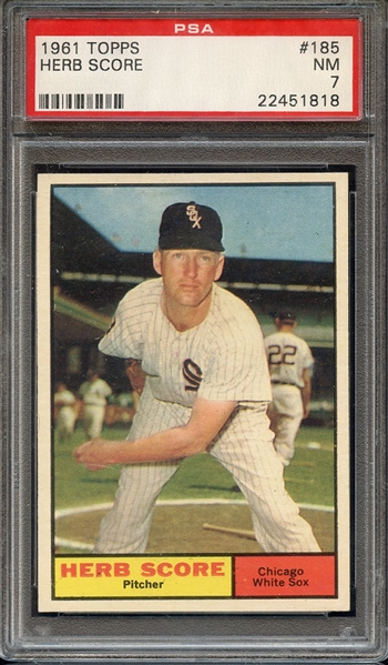 1961 TOPPS 185 HERB SCORE PSA NM 7