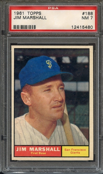 1961 TOPPS 188 JIM MARSHALL PSA NM 7