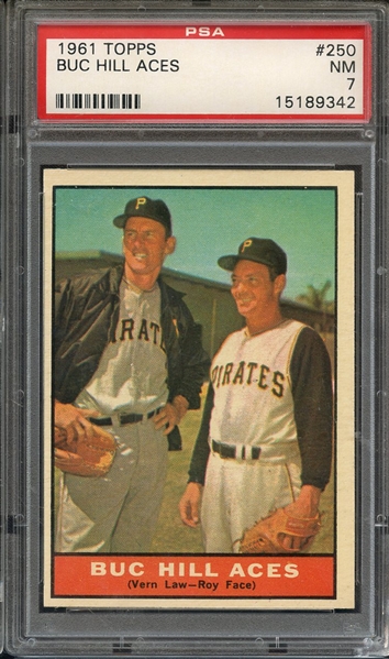 1961 TOPPS 250 BUC HILL ACES PSA NM 7