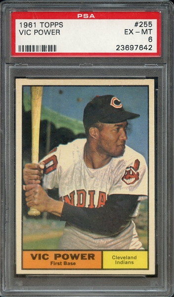 1961 TOPPS 255 VIC POWER PSA EX-MT 6