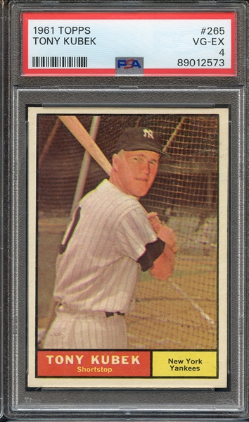 1961 TOPPS 265 TONY KUBEK PSA VG-EX 4