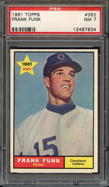 1961 TOPPS 362 FRANK FUNK PSA NM 7