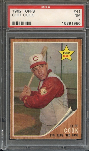 1962 TOPPS 41 CLIFF COOK PSA NM 7