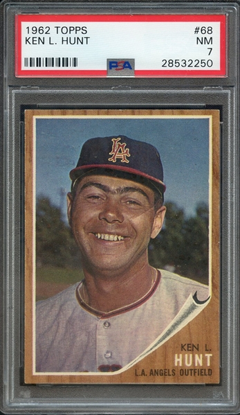 1962 TOPPS 68 KEN L. HUNT PSA NM 7