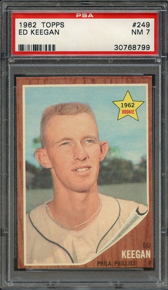 1962 TOPPS 249 ED KEEGAN PSA NM 7