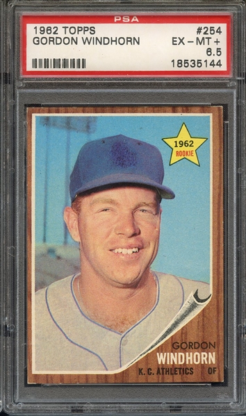 1962 TOPPS 254 GORDON WINDHORN PSA EX-MT+ 6.5