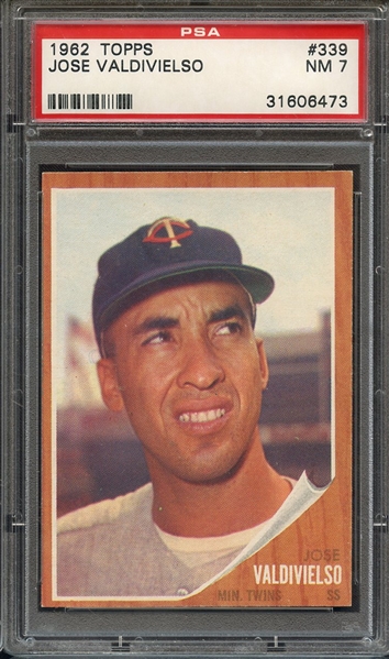 1962 TOPPS 339 JOSE VALDIVIELSO PSA NM 7