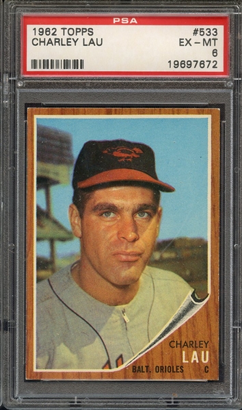 1962 TOPPS 533 CHARLEY LAU PSA EX-MT 6