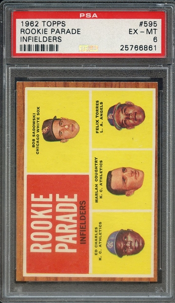 1962 TOPPS 595 ROOKIE PARADE INFIELDERS PSA EX-MT 6