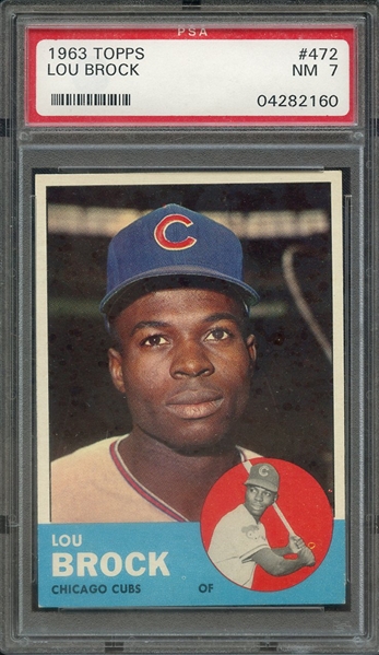 1963 TOPPS 472 LOU BROCK PSA NM 7