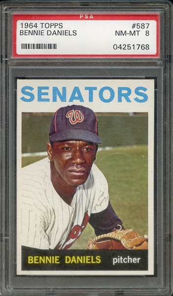 1964 TOPPS 587 BENNIE DANIELS PSA NM-MT 8