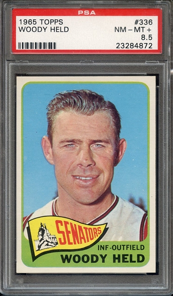 1965 TOPPS 336 WOODY HELD PSA NM-MT+ 8.5