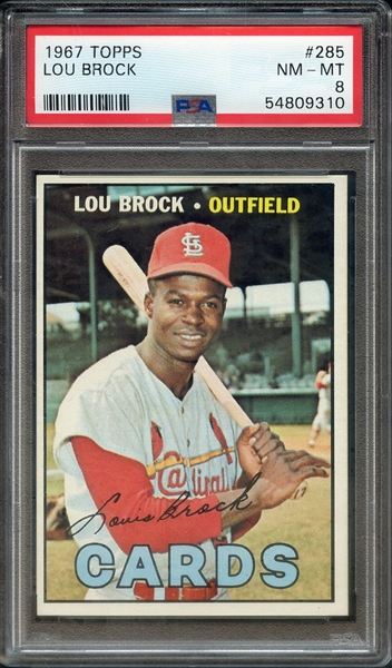 1967 TOPPS 285 LOU BROCK PSA NM-MT 8