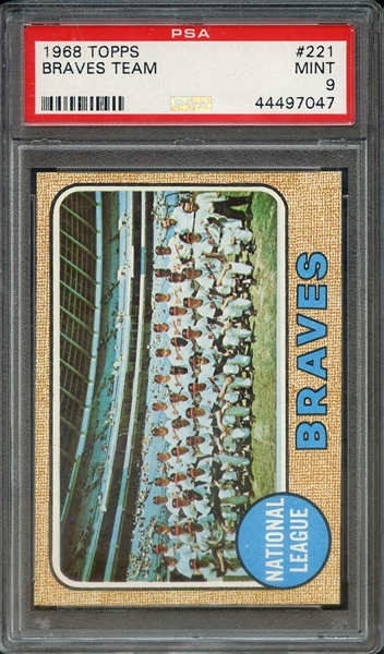 1968 TOPPS 221 BRAVES TEAM PSA MINT 9