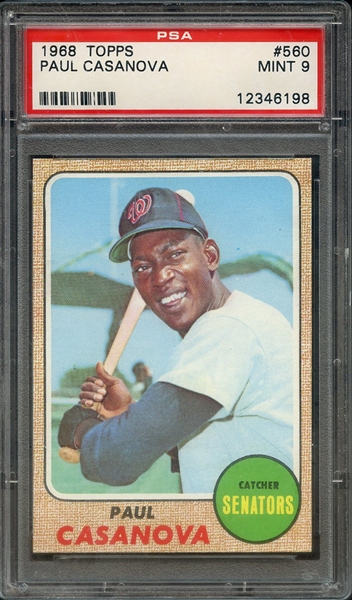 1968 TOPPS 560 PAUL CASANOVA PSA MINT 9