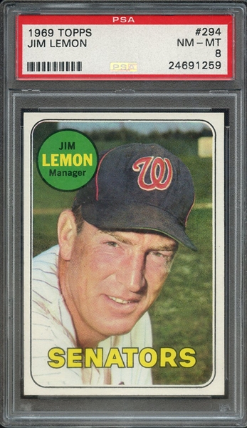 1969 TOPPS 294 JIM LEMON PSA NM-MT 8