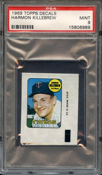 1969 TOPPS DECALS HARMON KILLEBREW PSA MINT 9