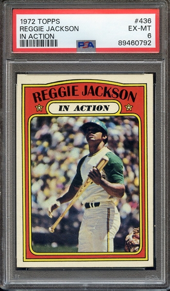 1972 TOPPS 436 REGGIE JACKSON IN ACTION PSA EX-MT 6