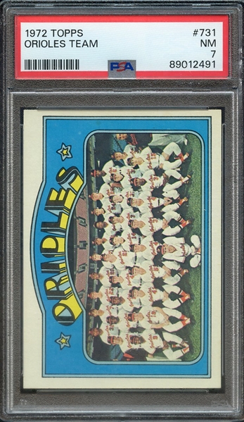 1972 TOPPS 731 ORIOLES TEAM PSA NM 7