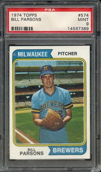 1974 TOPPS 574 BILL PARSONS PSA MINT 9