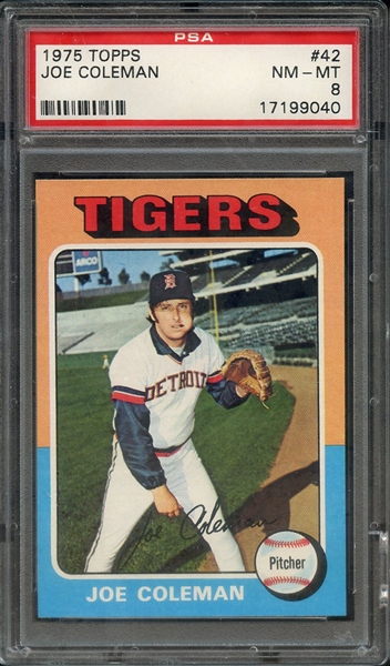 1975 TOPPS 42 JOE COLEMAN PSA NM-MT 8