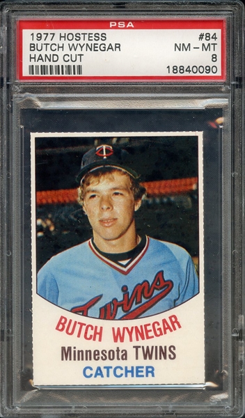 1977 HOSTESS 84 BUTCH WYNEGAR HAND CUT PSA NM-MT 8