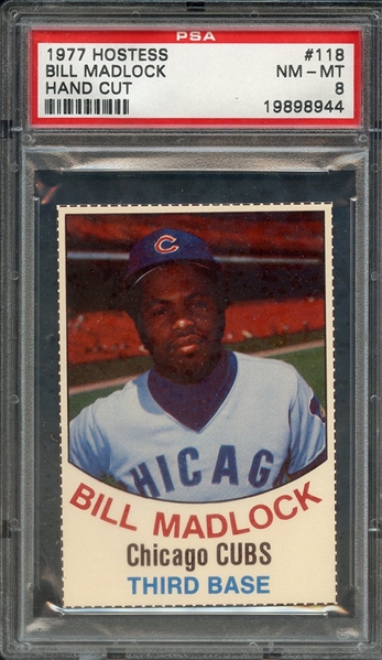 1977 HOSTESS 118 BILL MADLOCK HAND CUT PSA NM-MT 8