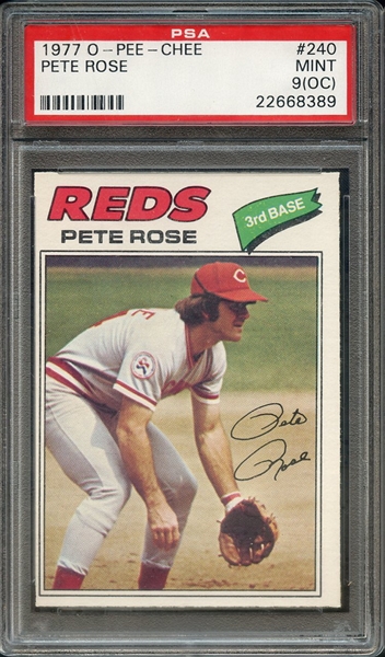 1977 O-PEE-CHEE 240 PETE ROSE PSA MINT 9 (OC)