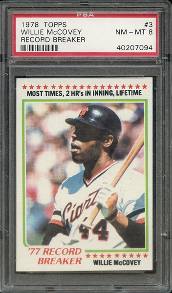 1978 TOPPS 3 WILLIE McCOVEY PSA NM-MT 8