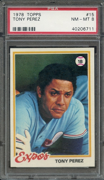 1978 TOPPS 15 TONY PEREZ PSA NM-MT 8