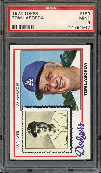 1978 TOPPS 189 TOM LASORDA PSA MINT 9