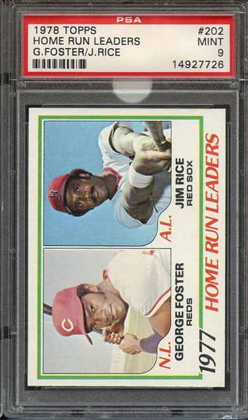 1978 TOPPS 202 HOME RUN LEADERS G.FOSTER/J.RICE PSA MINT 9