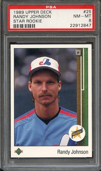 1989 UPPER DECK 25 RANDY JOHNSON STAR ROOKIE PSA NM-MT 8