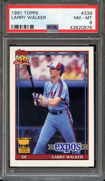 1991 TOPPS 339 LARRY WALKER PSA NM-MT 8